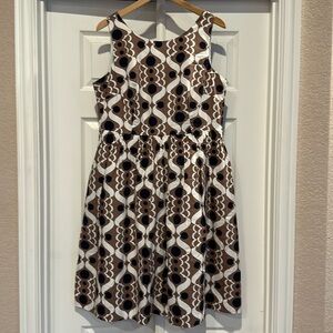 Boden Sleeveless Beatrice Dress Tan, Black, and White Size 12L